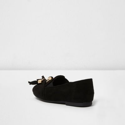 Mini girls black tassel loafers